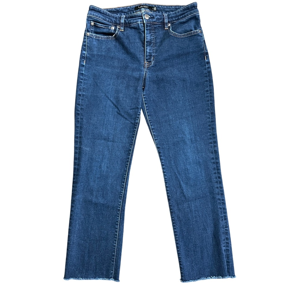Lauren Ralph Lauren Women Blue Wash Denim Cropped Straight Leg Jeans Size 6